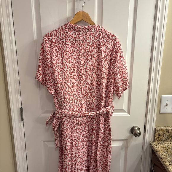 Lands' End Red Orange and White Crepe Wrap Midi Dress 1X NWOT - Picture 14 of 15